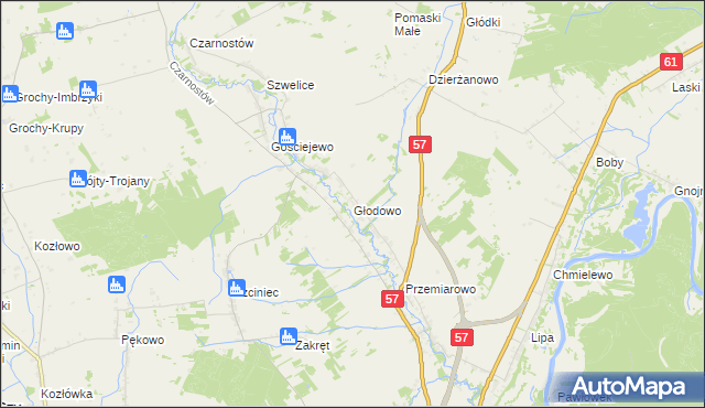 mapa Głodowo gmina Pułtusk, Głodowo gmina Pułtusk na mapie Targeo