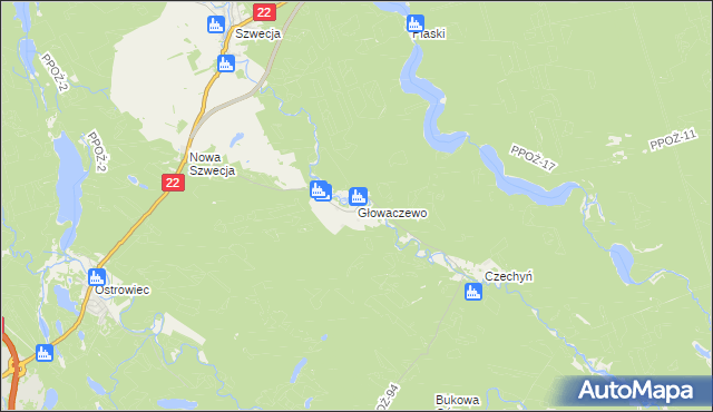 mapa Głowaczewo gmina Wałcz, Głowaczewo gmina Wałcz na mapie Targeo
