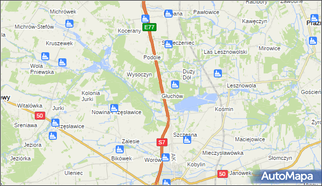 mapa Głuchów gmina Grójec, Głuchów gmina Grójec na mapie Targeo