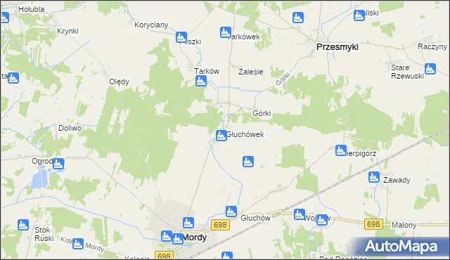 mapa Głuchówek gmina Przesmyki, Głuchówek gmina Przesmyki na mapie Targeo