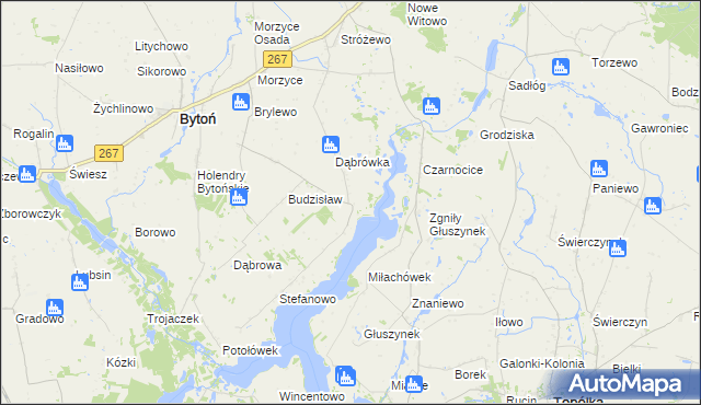 mapa Głuszyn gmina Bytoń, Głuszyn gmina Bytoń na mapie Targeo