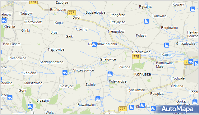 mapa Gnatowice, Gnatowice na mapie Targeo