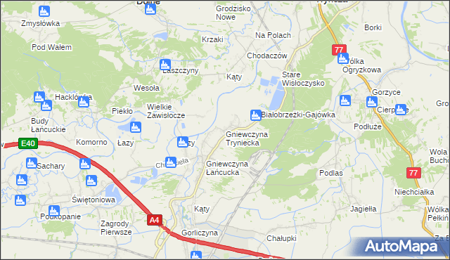 mapa Gniewczyna Tryniecka, Gniewczyna Tryniecka na mapie Targeo