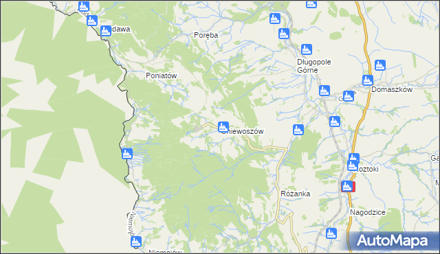 mapa Gniewoszów gmina Międzylesie, Gniewoszów gmina Międzylesie na mapie Targeo