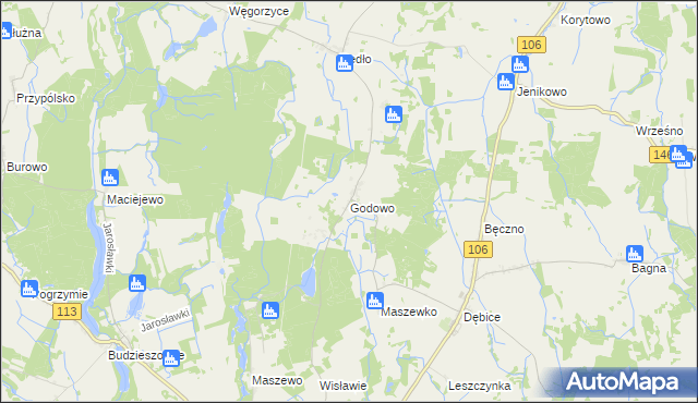 mapa Godowo gmina Maszewo, Godowo gmina Maszewo na mapie Targeo