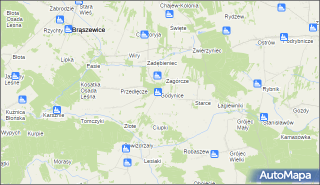 mapa Godynice, Godynice na mapie Targeo