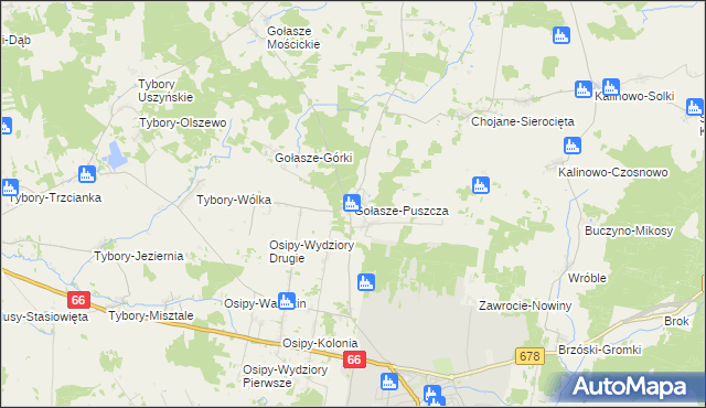 mapa Gołasze-Puszcza, Gołasze-Puszcza na mapie Targeo