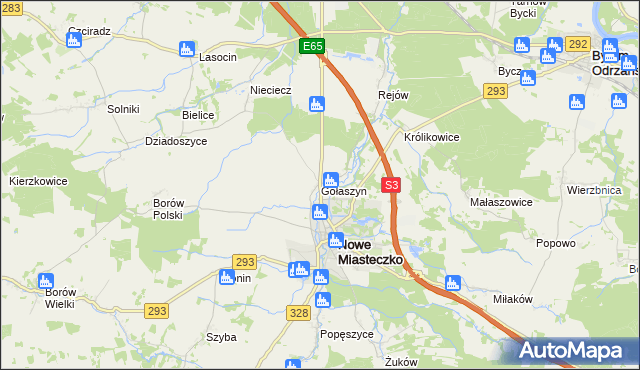 mapa Gołaszyn gmina Nowe Miasteczko, Gołaszyn gmina Nowe Miasteczko na mapie Targeo