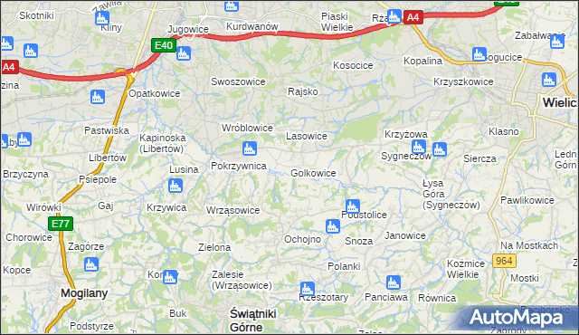 mapa Golkowice, Golkowice na mapie Targeo