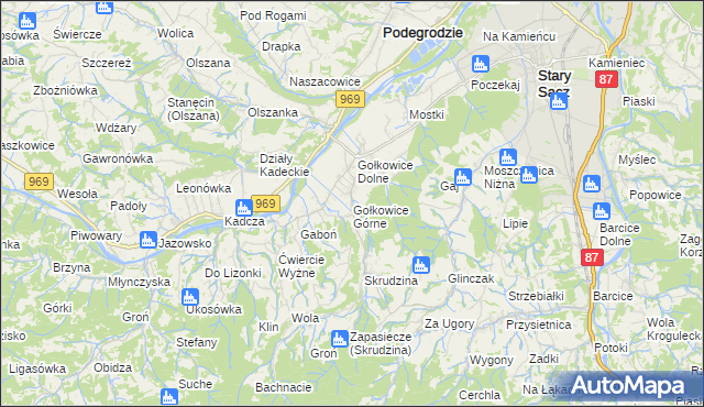 mapa Gołkowice Górne, Gołkowice Górne na mapie Targeo