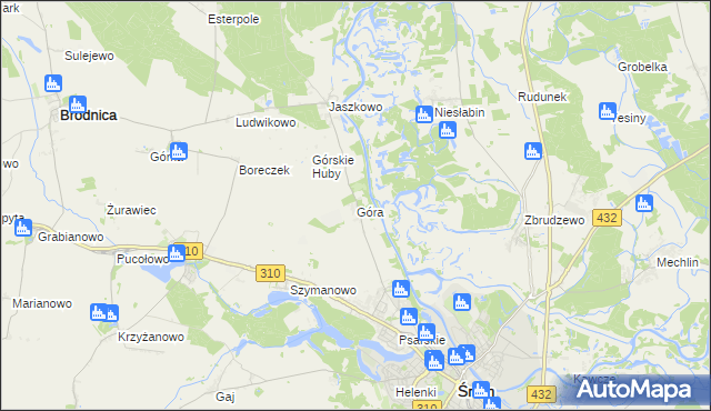 mapa Góra gmina Śrem, Góra gmina Śrem na mapie Targeo