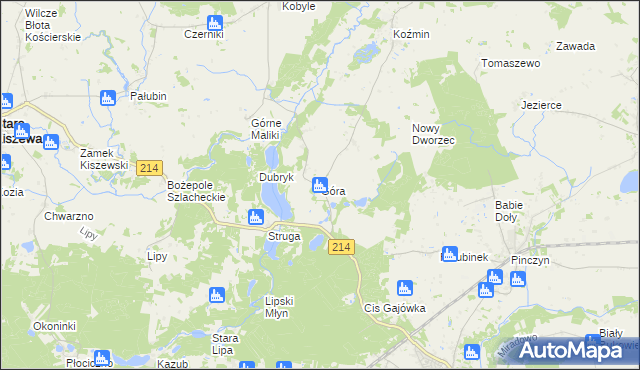 mapa Góra gmina Stara Kiszewa, Góra gmina Stara Kiszewa na mapie Targeo