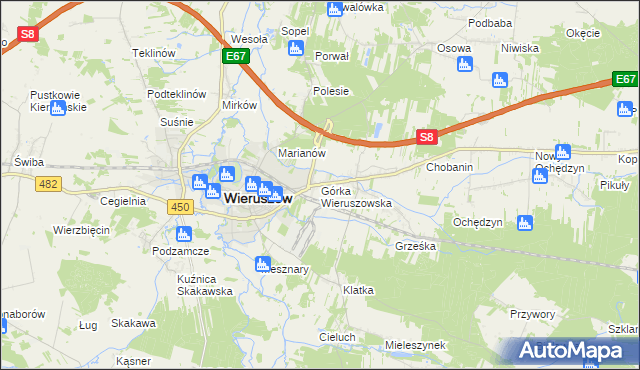 mapa Górka Wieruszowska, Górka Wieruszowska na mapie Targeo