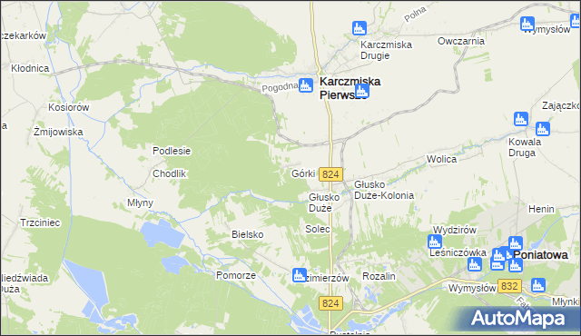 mapa Górki gmina Karczmiska, Górki gmina Karczmiska na mapie Targeo