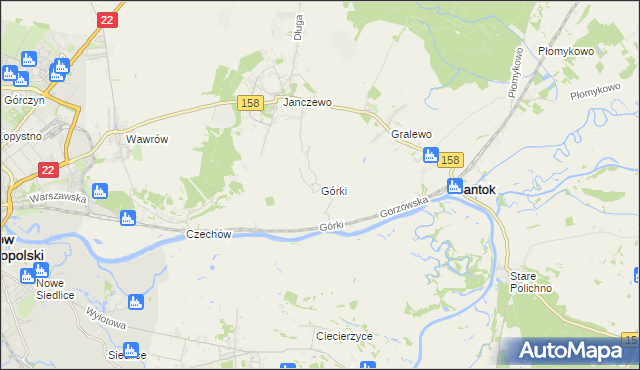 mapa Górki gmina Santok, Górki gmina Santok na mapie Targeo