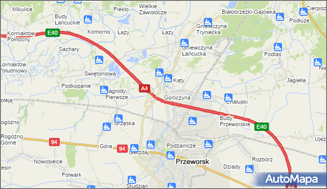 mapa Gorliczyna, Gorliczyna na mapie Targeo