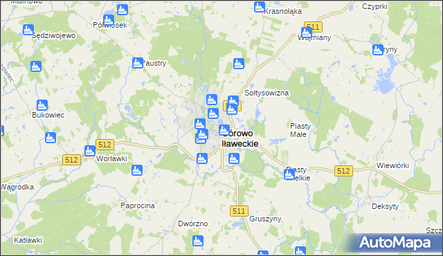mapa Górowo Iławeckie, Górowo Iławeckie na mapie Targeo