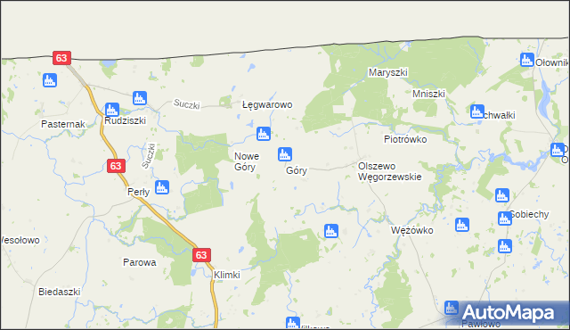 mapa Góry gmina Budry, Góry gmina Budry na mapie Targeo