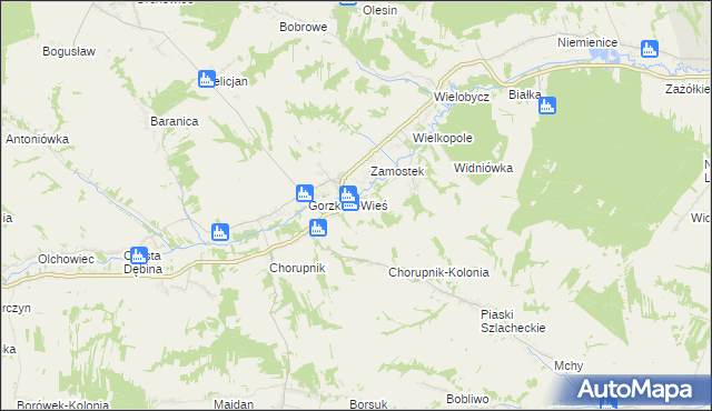 mapa Góry gmina Gorzków, Góry gmina Gorzków na mapie Targeo