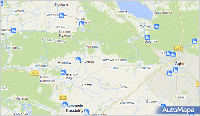 mapa Gorzewo-Kolonia, Gorzewo-Kolonia na mapie Targeo