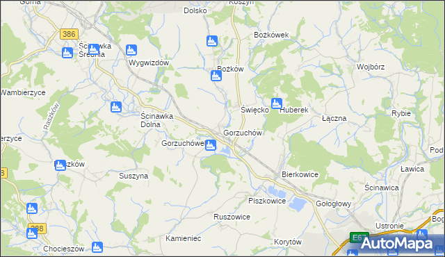 mapa Gorzuchów, Gorzuchów na mapie Targeo