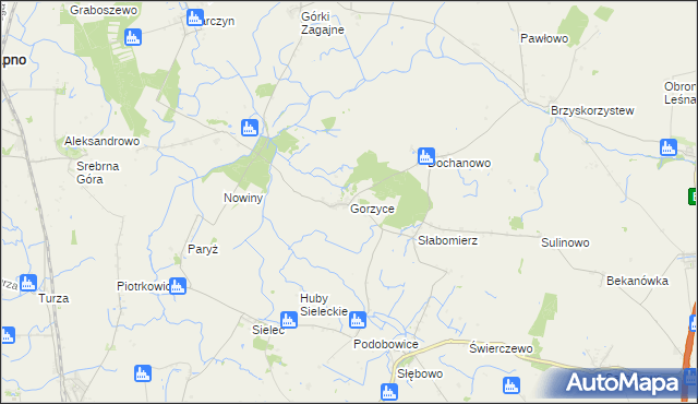 mapa Gorzyce gmina Żnin, Gorzyce gmina Żnin na mapie Targeo