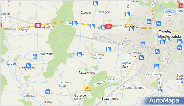 mapa Gorzyce Wielkie, Gorzyce Wielkie na mapie Targeo