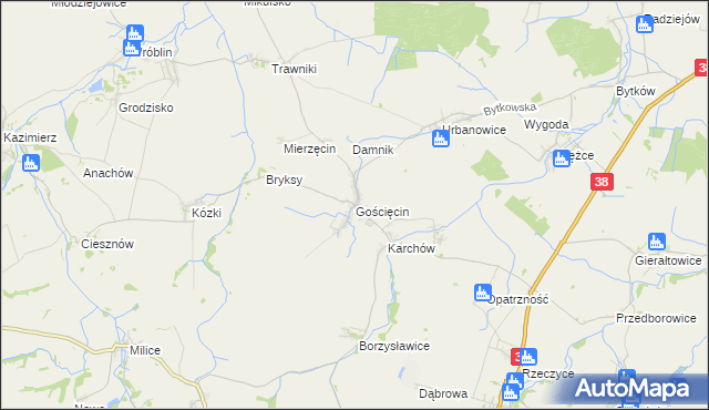 mapa Gościęcin, Gościęcin na mapie Targeo