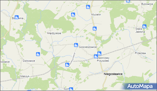 mapa Gościeszowice, Gościeszowice na mapie Targeo