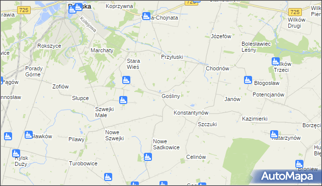 mapa Gośliny, Gośliny na mapie Targeo