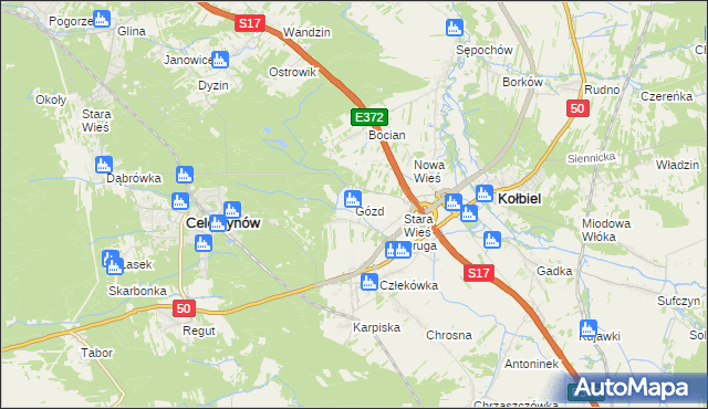 mapa Gózd gmina Kołbiel, Gózd gmina Kołbiel na mapie Targeo
