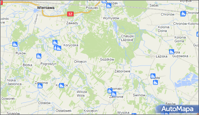 mapa Gozdków gmina Orońsko, Gozdków gmina Orońsko na mapie Targeo