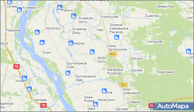 mapa Goźlin Górny, Goźlin Górny na mapie Targeo
