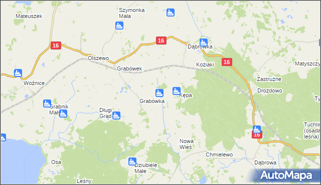 mapa Grabek gmina Mikołajki, Grabek gmina Mikołajki na mapie Targeo