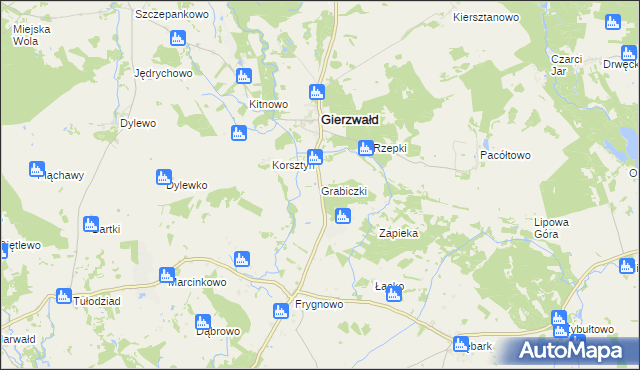 mapa Grabiczki, Grabiczki na mapie Targeo