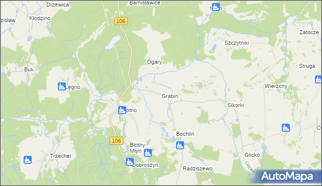 mapa Grabin gmina Nowogard, Grabin gmina Nowogard na mapie Targeo