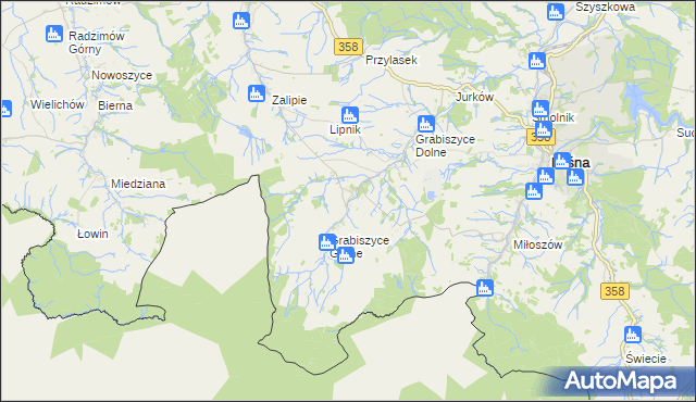 mapa Grabiszyce Średnie, Grabiszyce Średnie na mapie Targeo