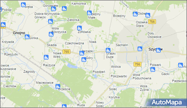 mapa Grabki Małe, Grabki Małe na mapie Targeo