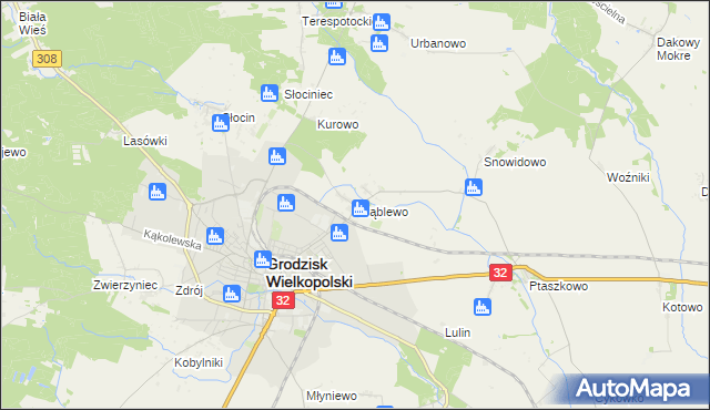 mapa Grąblewo gmina Grodzisk Wielkopolski, Grąblewo gmina Grodzisk Wielkopolski na mapie Targeo