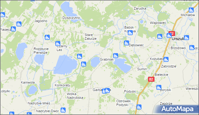 mapa Grabniak gmina Urszulin, Grabniak gmina Urszulin na mapie Targeo