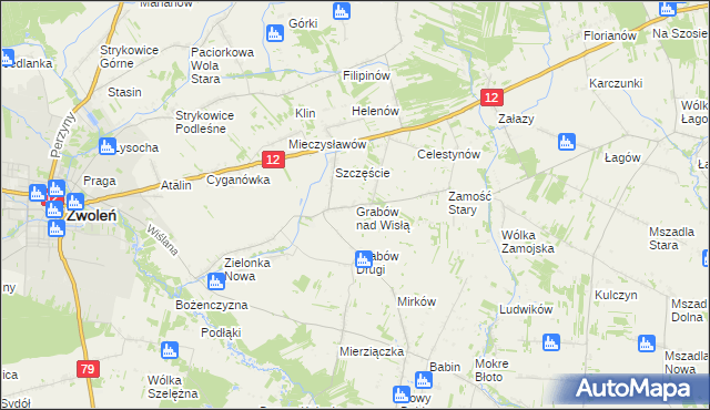mapa Grabów nad Wisłą, Grabów nad Wisłą na mapie Targeo