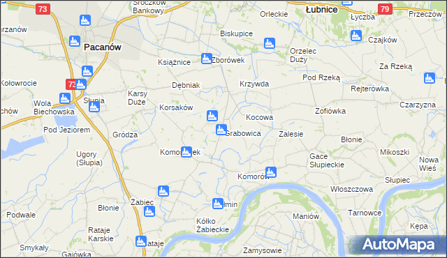 mapa Grabowica gmina Pacanów, Grabowica gmina Pacanów na mapie Targeo