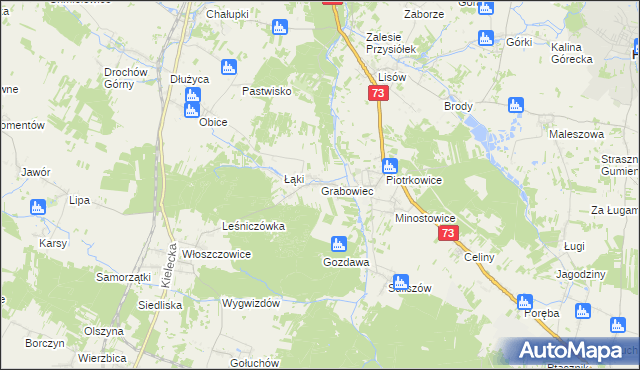 mapa Grabowiec gmina Chmielnik, Grabowiec gmina Chmielnik na mapie Targeo