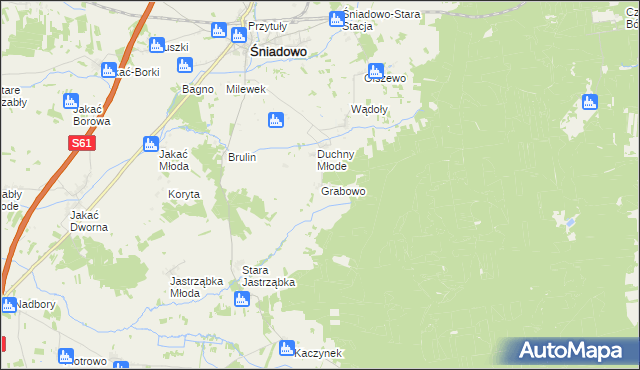 mapa Grabowo gmina Śniadowo, Grabowo gmina Śniadowo na mapie Targeo