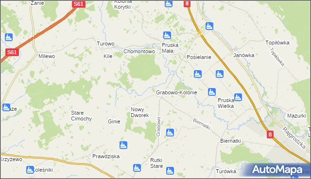 mapa Grabowo-Kolonie, Grabowo-Kolonie na mapie Targeo