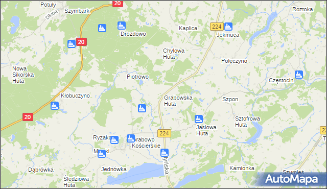 mapa Grabowska Huta, Grabowska Huta na mapie Targeo
