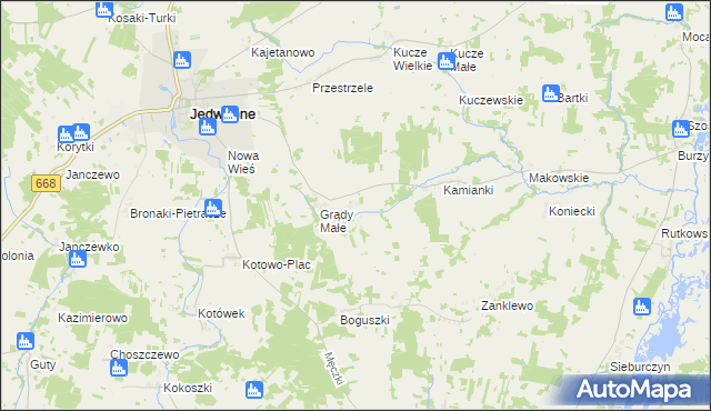 mapa Grądy Wielkie, Grądy Wielkie na mapie Targeo