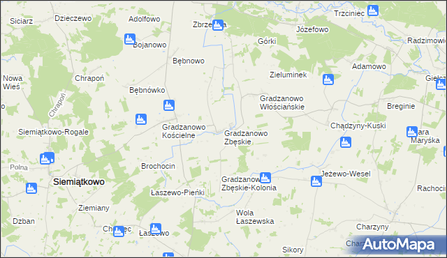 mapa Gradzanowo Zbęskie, Gradzanowo Zbęskie na mapie Targeo