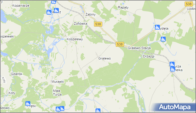 mapa Gralewo gmina Płośnica, Gralewo gmina Płośnica na mapie Targeo