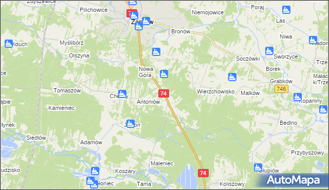 mapa Grębenice, Grębenice na mapie Targeo